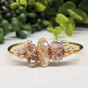 Wire Wrapped Gemstone Bangles